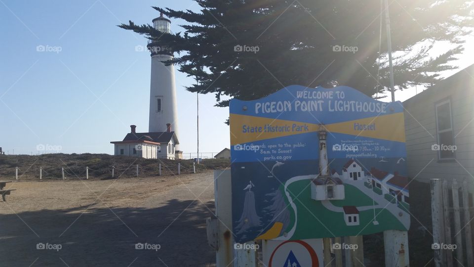 here is the famous Pigeon Point Lighthouse somewhere in California near the shore of the edge of the state