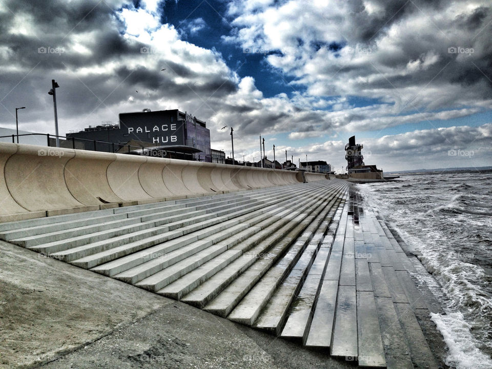 The Redcar Beacon, a vertical pier in the seaside town of Redcar in