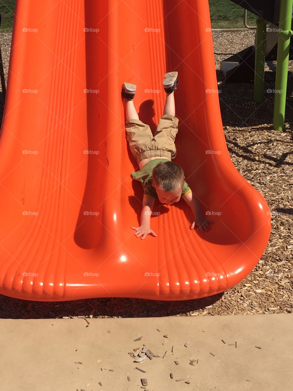 Coming down the slide 