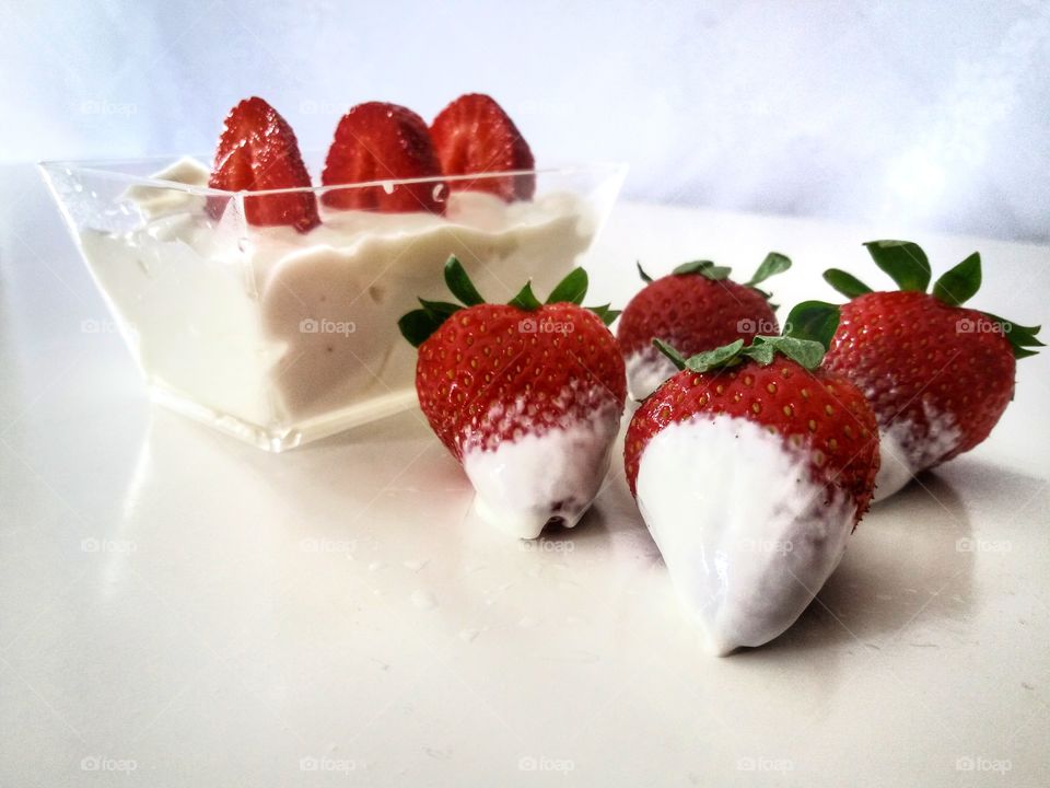Strawberries with yogurt!