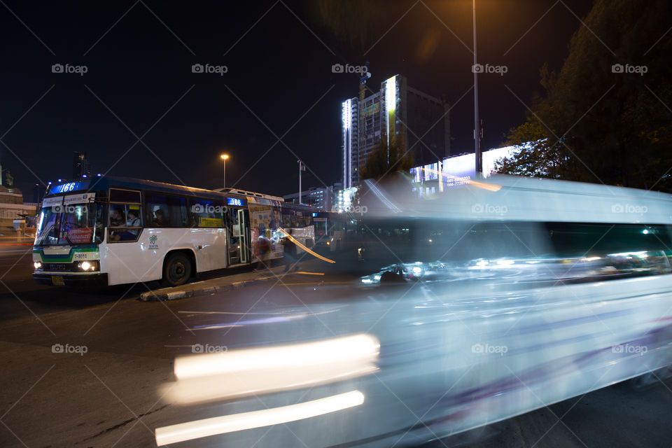 Car moving in the bus stop 