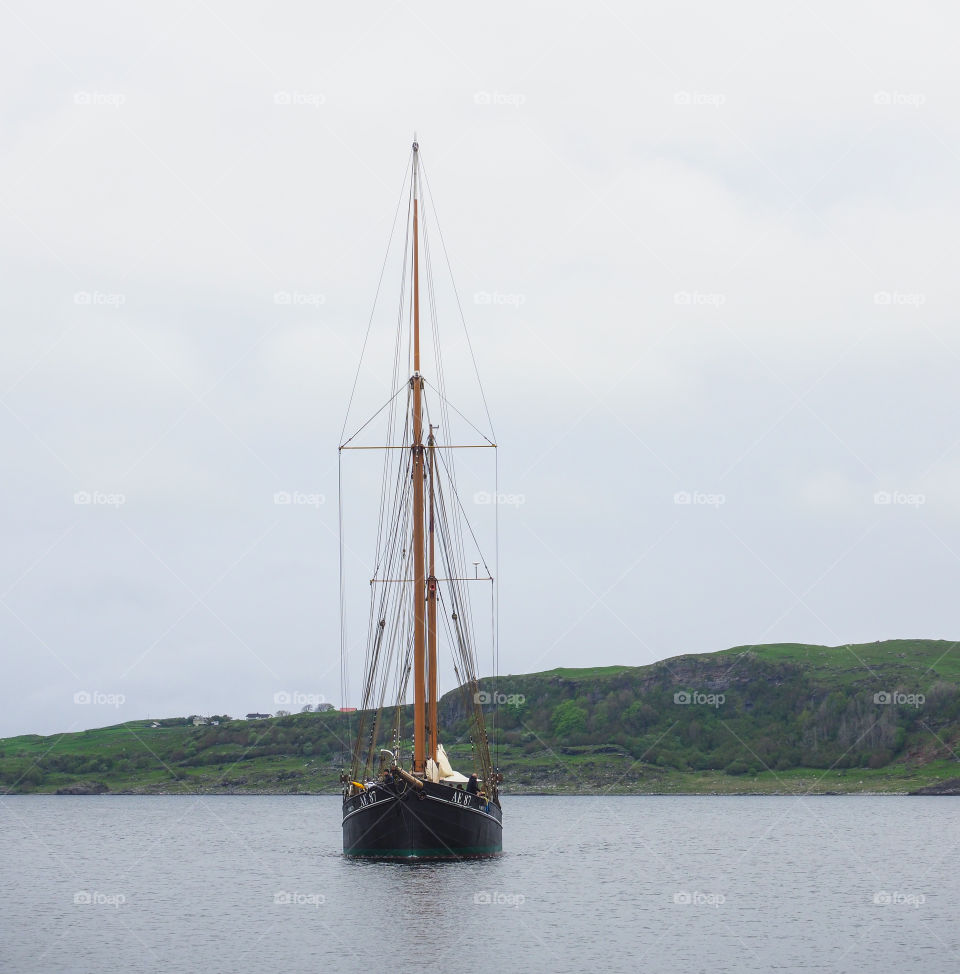 Sailboat front view. 