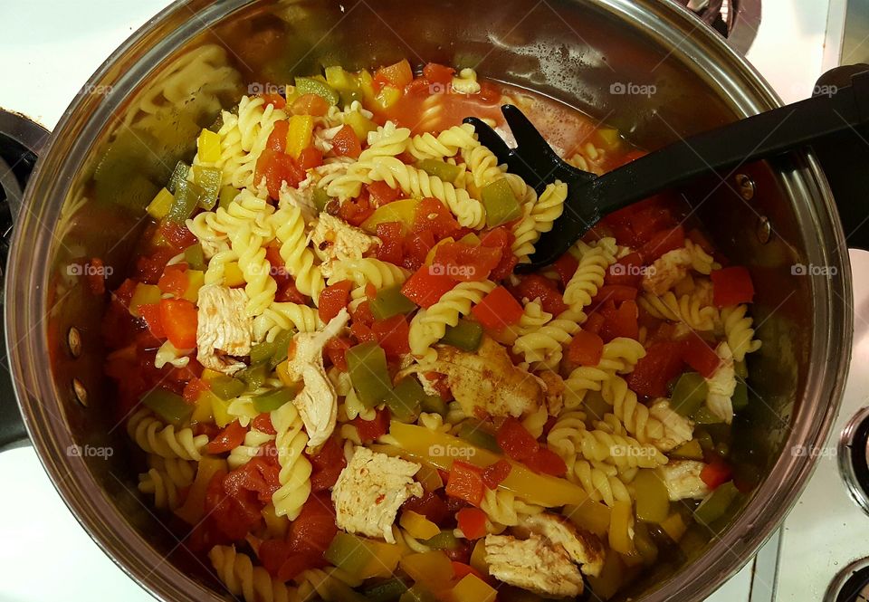 Dinner is ready. Chicken Fajita Pasta.