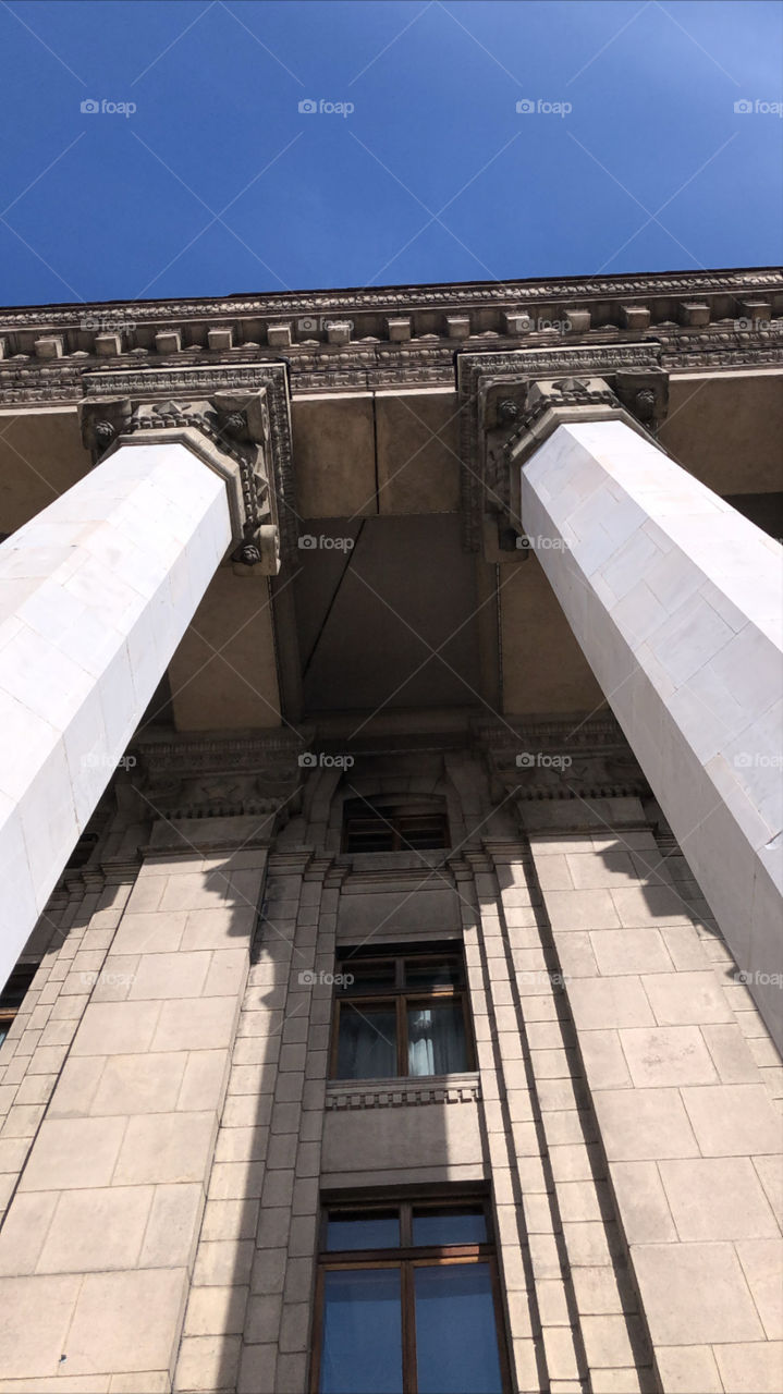 beautiful columns near the university building