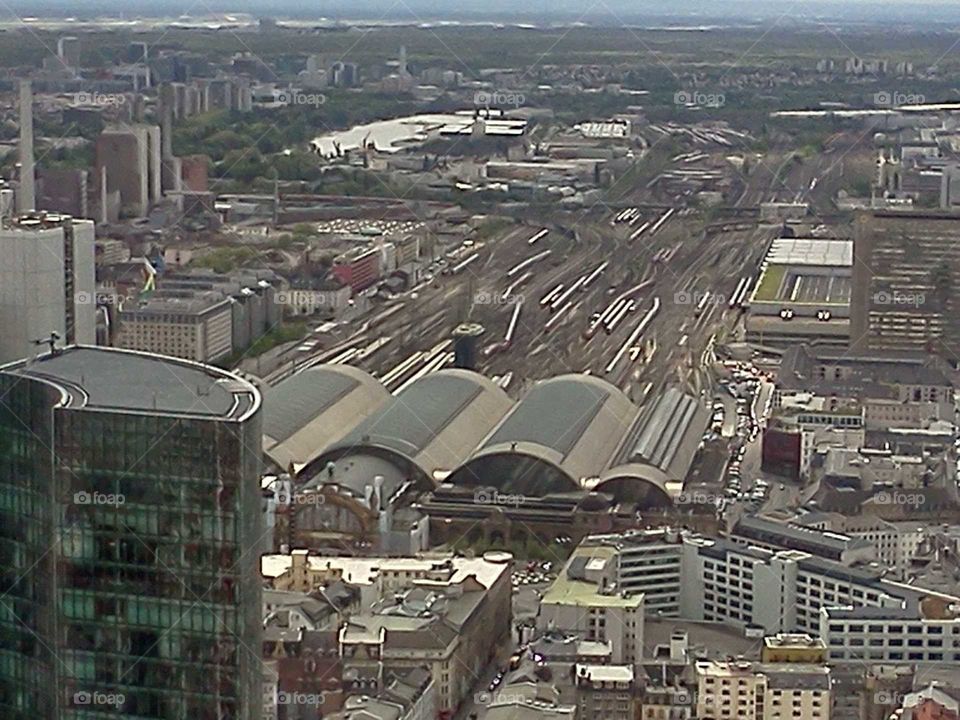 Aerial view of Frankfurt train station