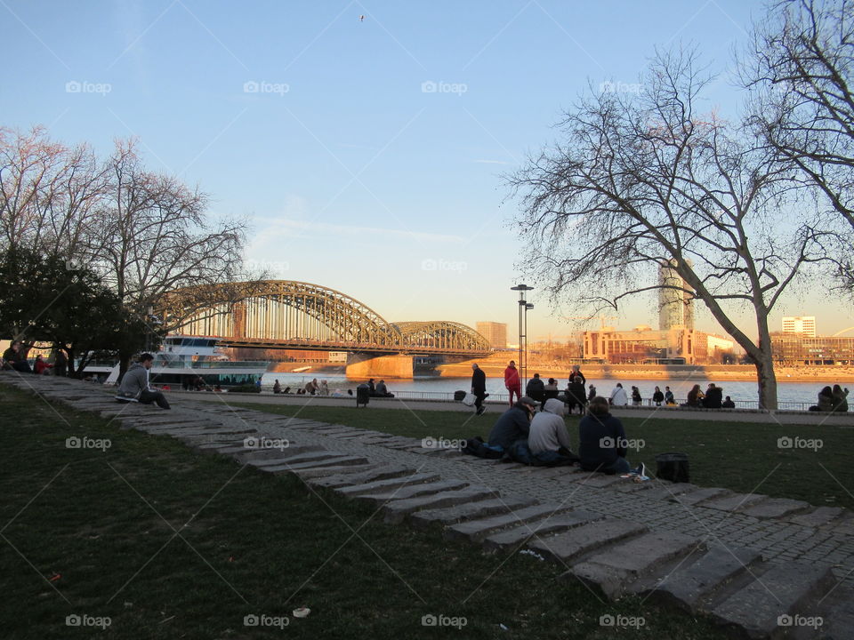 A lovely spring day with Hohenzollern bridge in the background