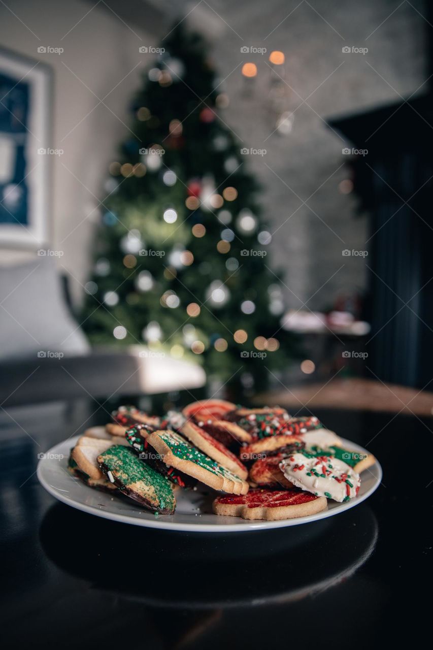 Christmas Cookies In Decorated Living Room