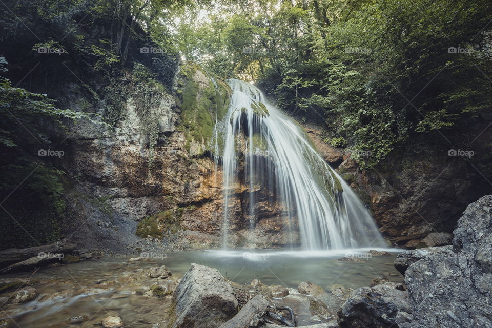 Ulu-Uzen river with Djur-djur waterfall in Crimea