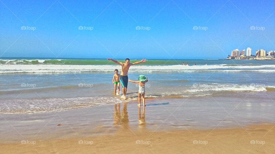 Family enjoying the beach