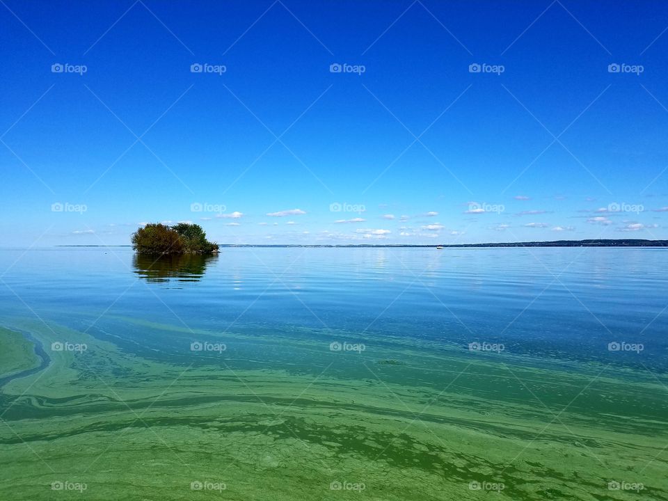 tiny island  on lake  Winnebago