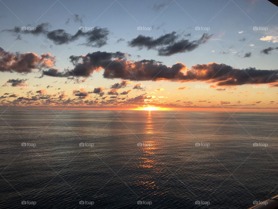 Sunset in the Caribbean from the cruise ship 