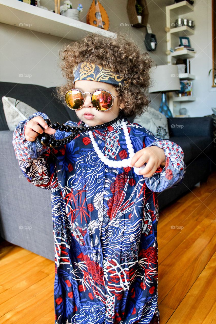 Dressed like a hippie 