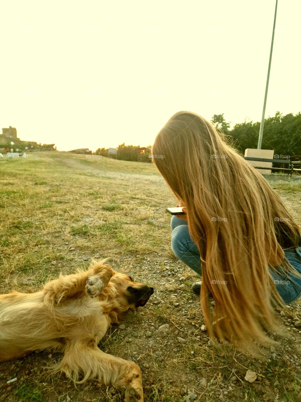 tenderness between the girl and the dog