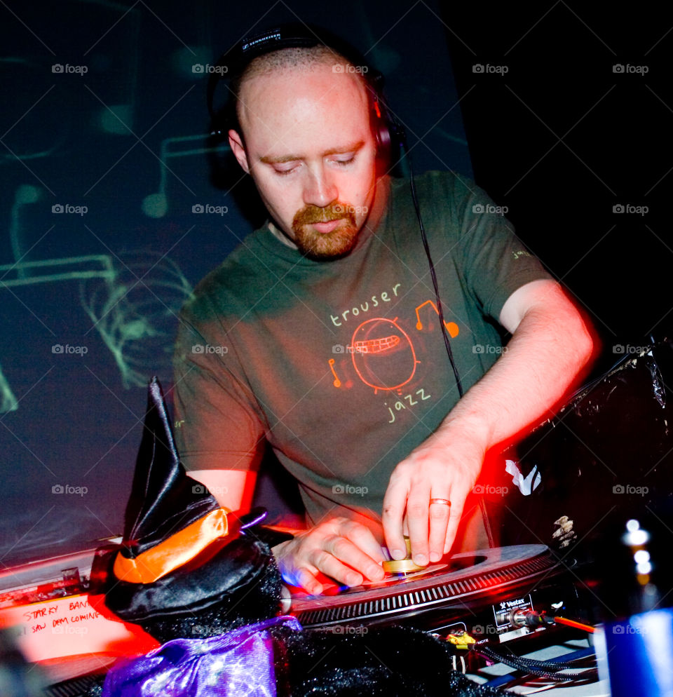 DJ Mr Scruff on the decks at the Crypt in Hastings, U.K.