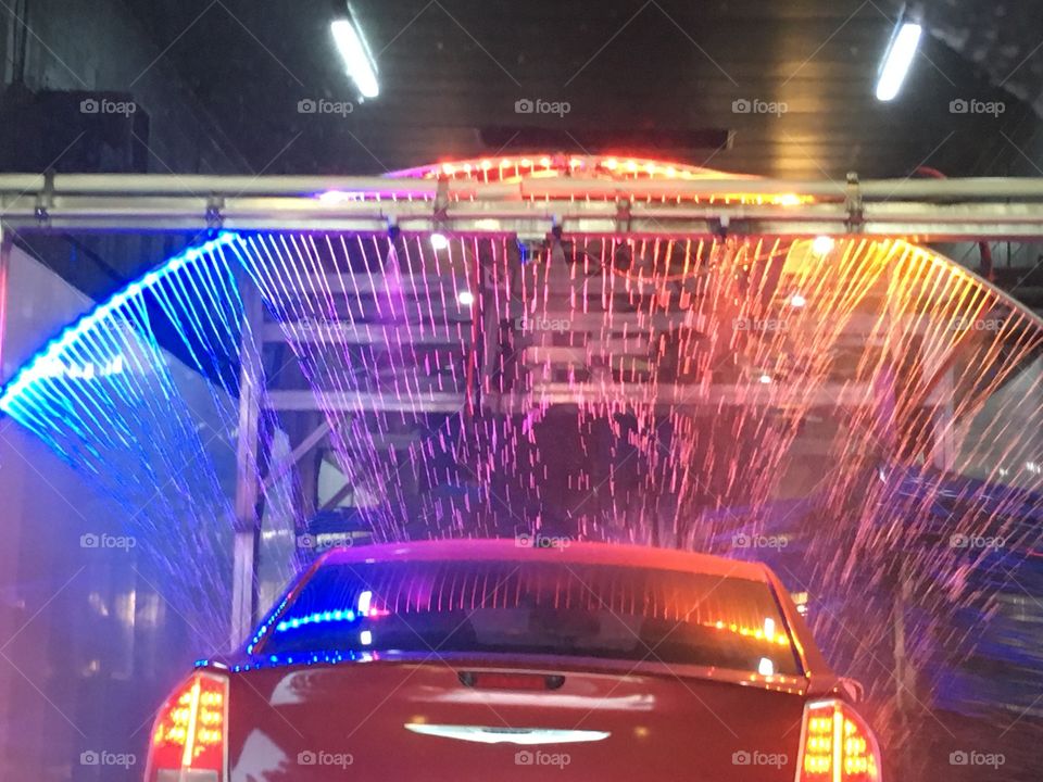 Rainbow soap at the car wash 