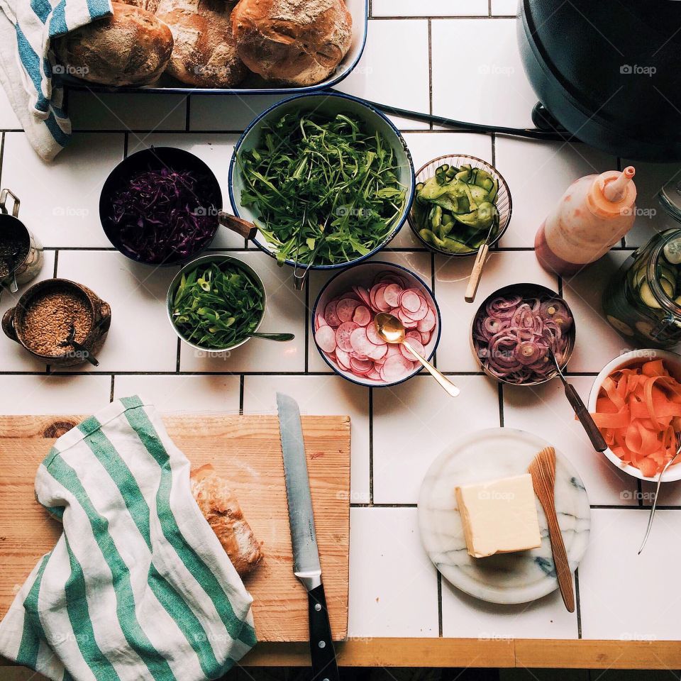 Preparation of food in kitchen