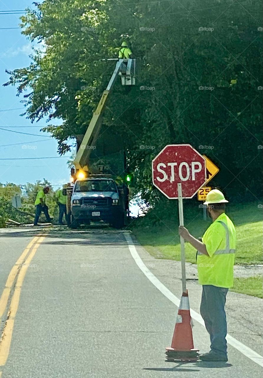 Worker stopping traffic 