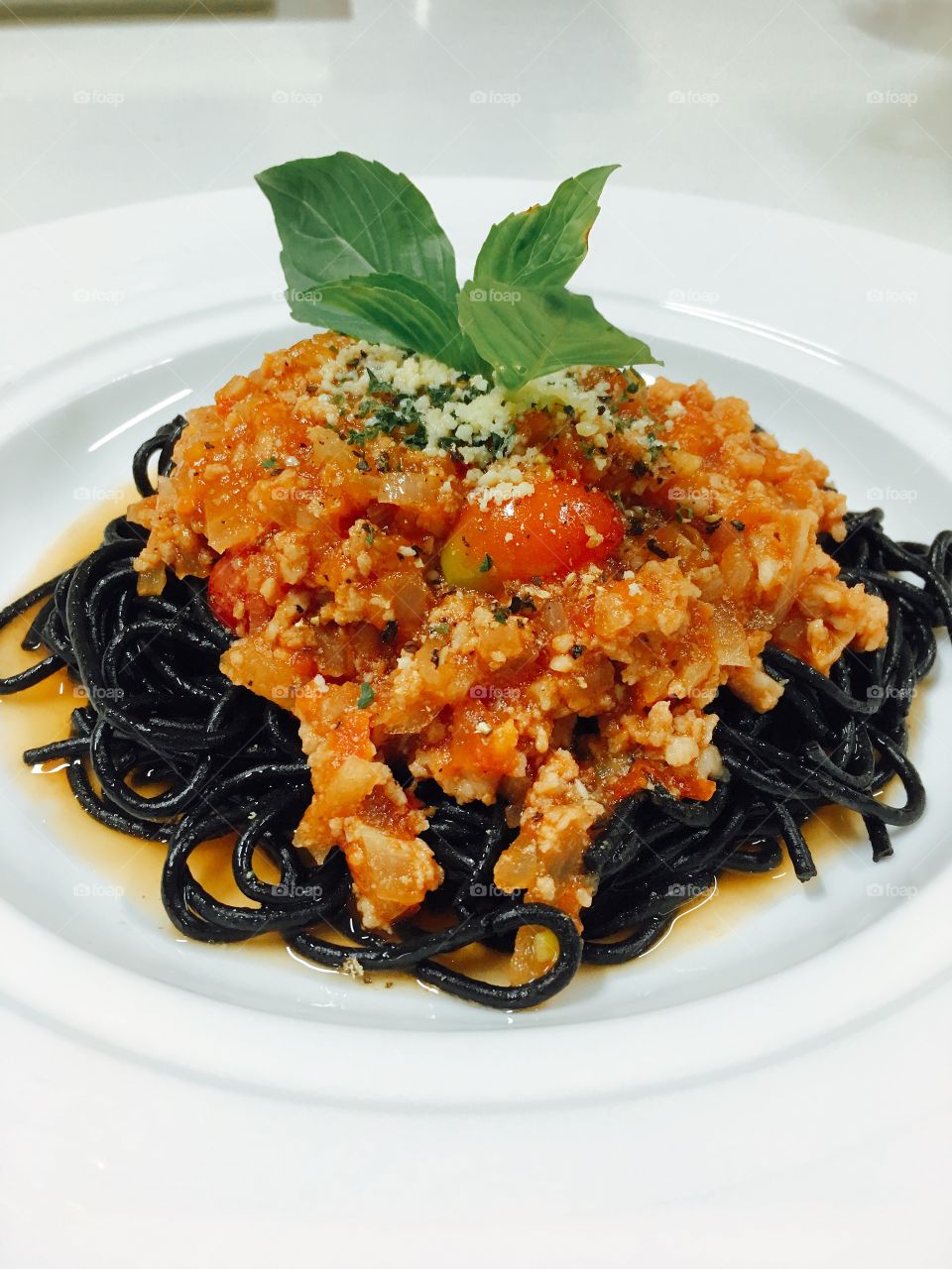 Squid ink spaghetti 