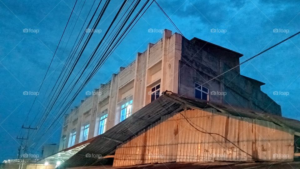 Low angle view of illuminated building
