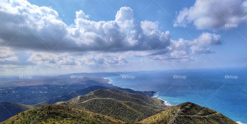 Beautiful view sea with mountains 