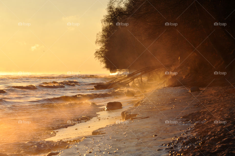 Baltic sea in winter during morning