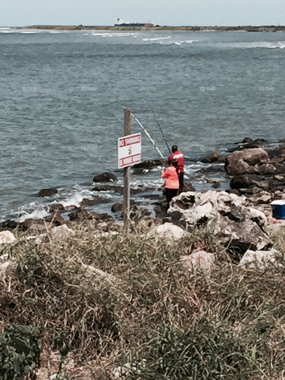 People fishing on the East End of Galveston Island 