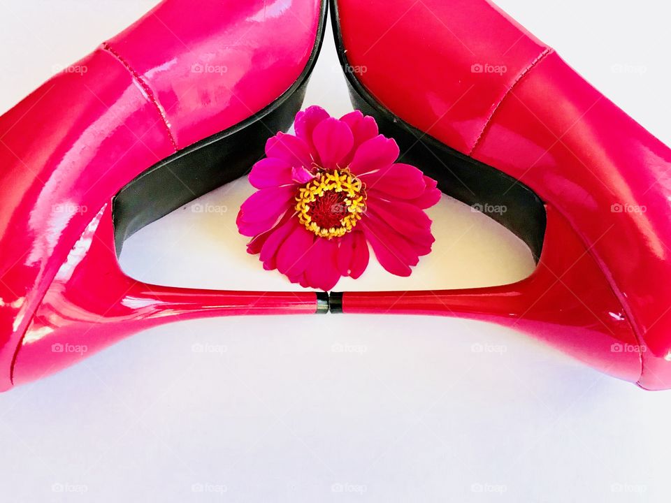 My Pink heels with a flower