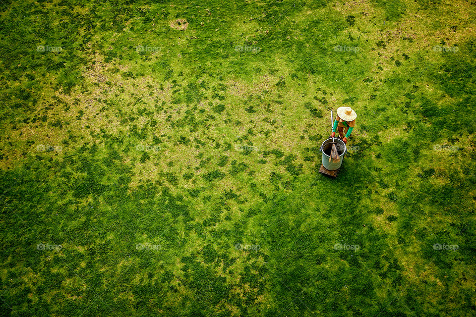 a sweeper on a lawn