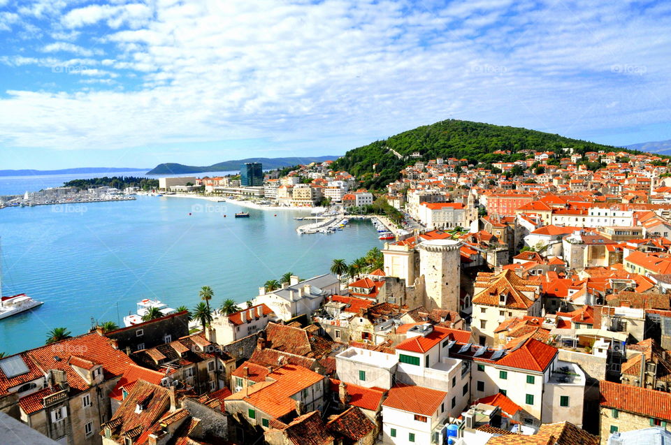 The view from the top of the bell tower in Split, Croatia