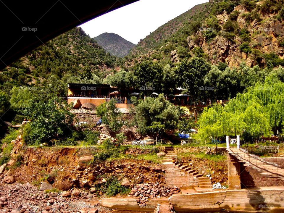 Driving trough Ourika village in Morocco