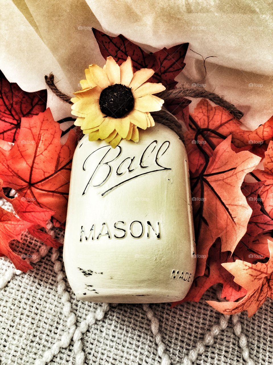 Ball mason jar painted antiqued autumn fall crafting hobby flat 