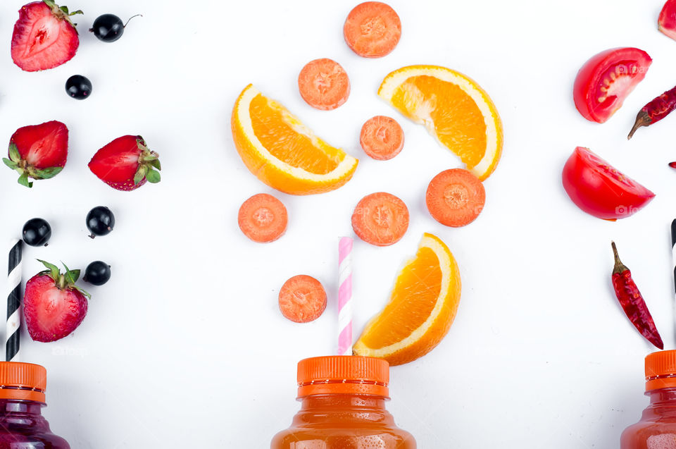 Delicious fruits smoothie in a jar