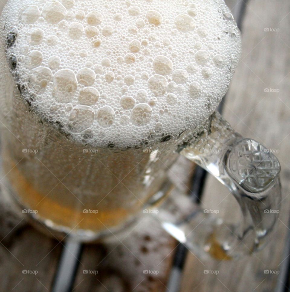 Extreme closeup of beer in glass