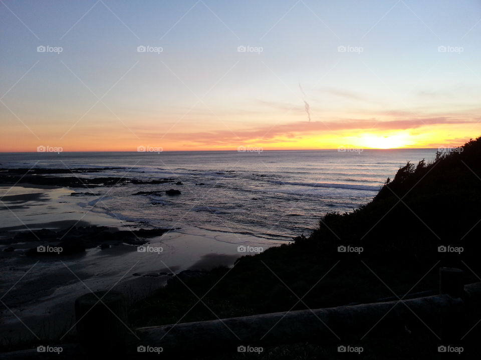 Oregon Coast sunset. Strawberry Hill