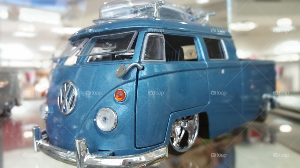 Blue miniature Volkswagen pickup