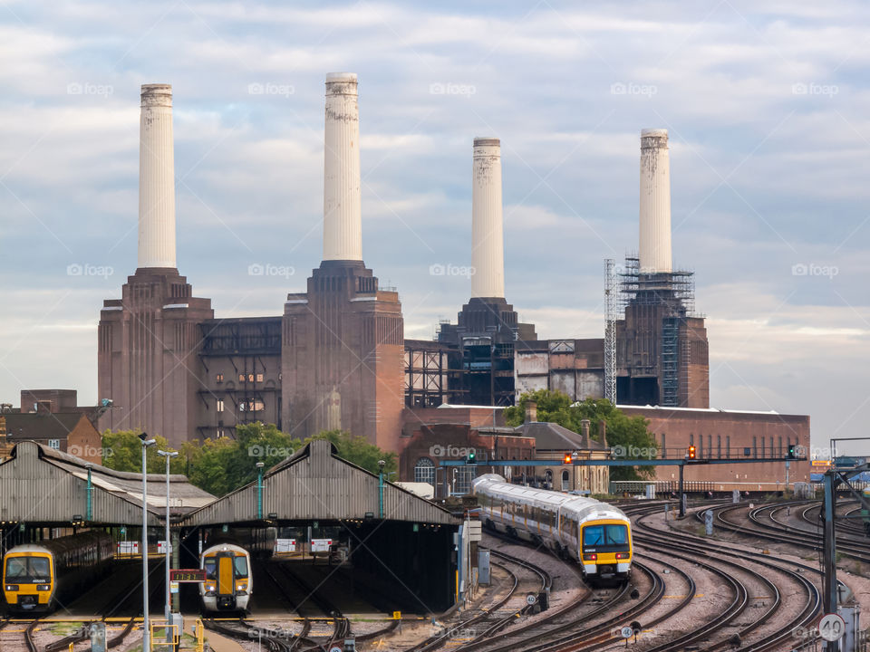 Battersea Power Station, one of world,'s largest brick building, Decommissioned coal fired power station in the centre of London. England. UK. Europe.