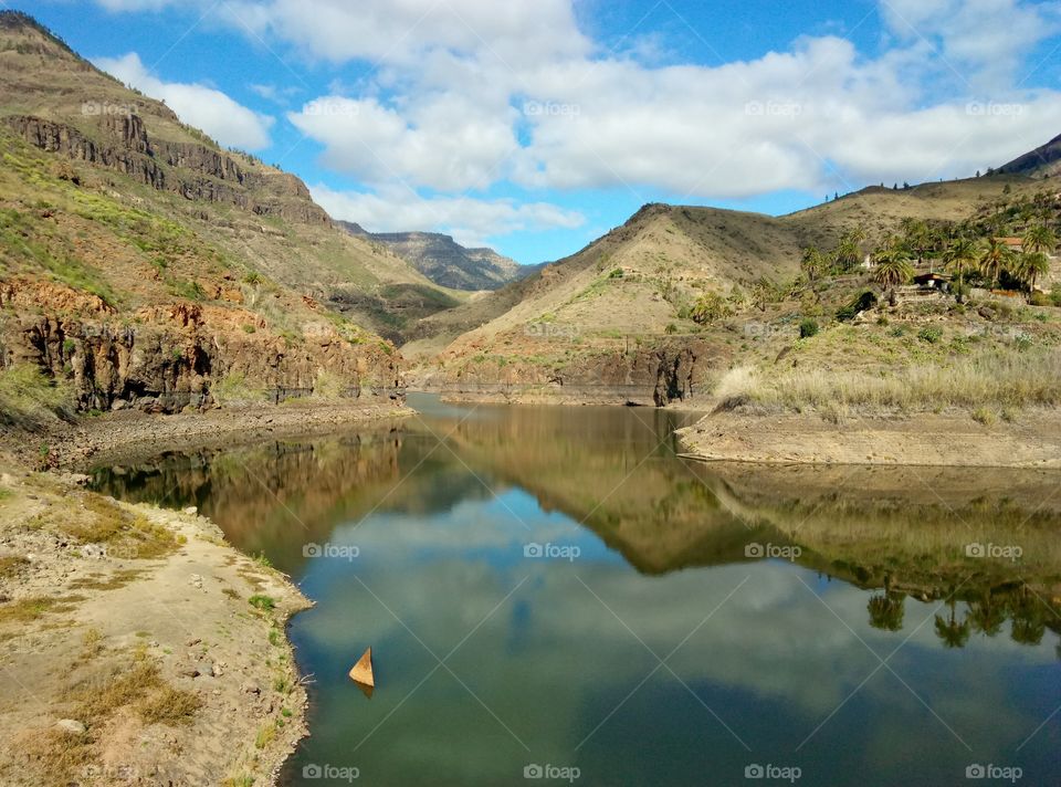 beautiful mountain lake on gran canaria Canary Island in Spain