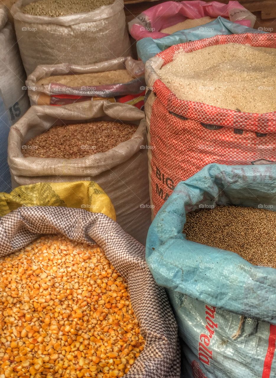 Bags of grains 