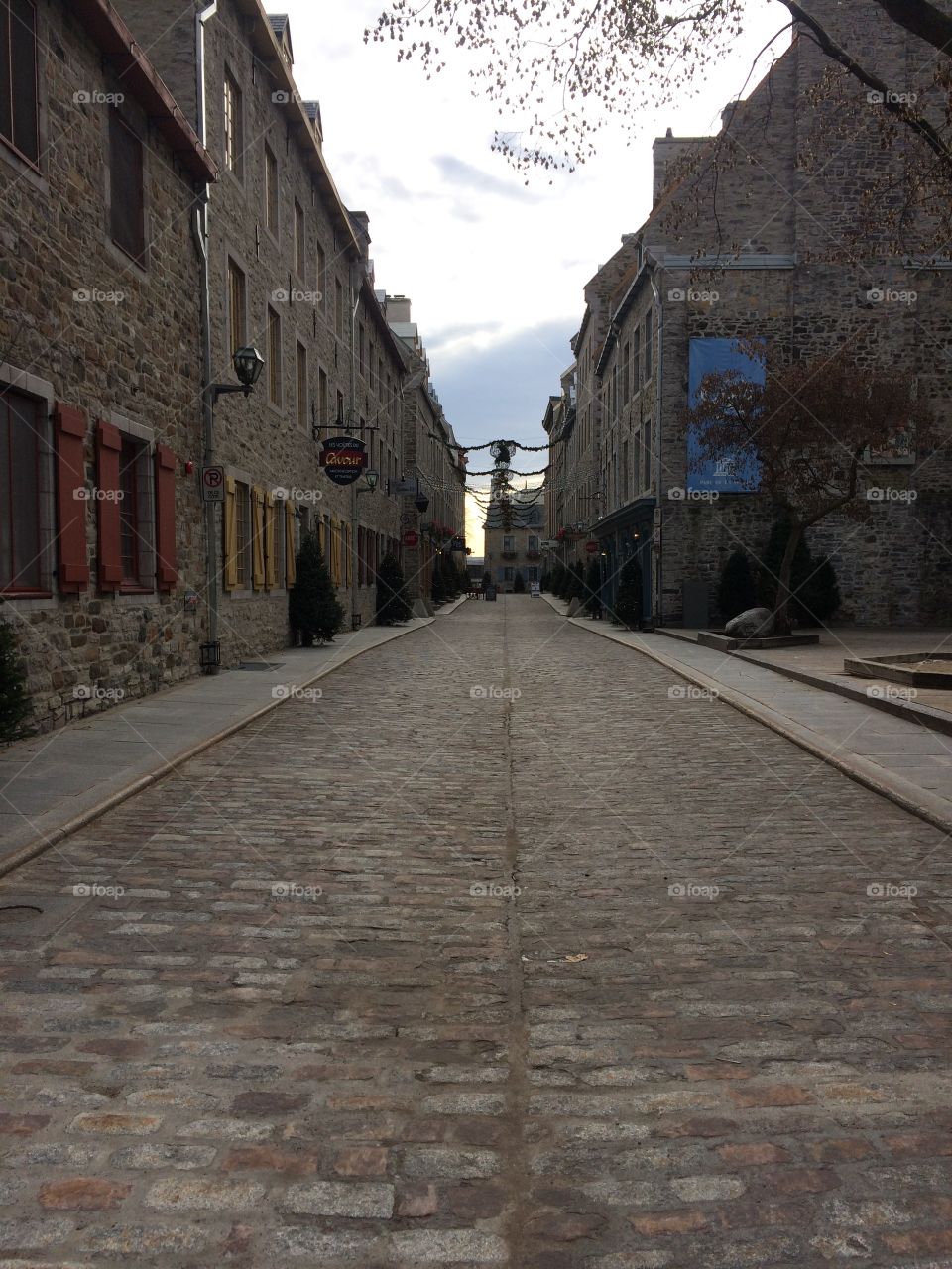 Cobblestone road in Old Town Quebec 