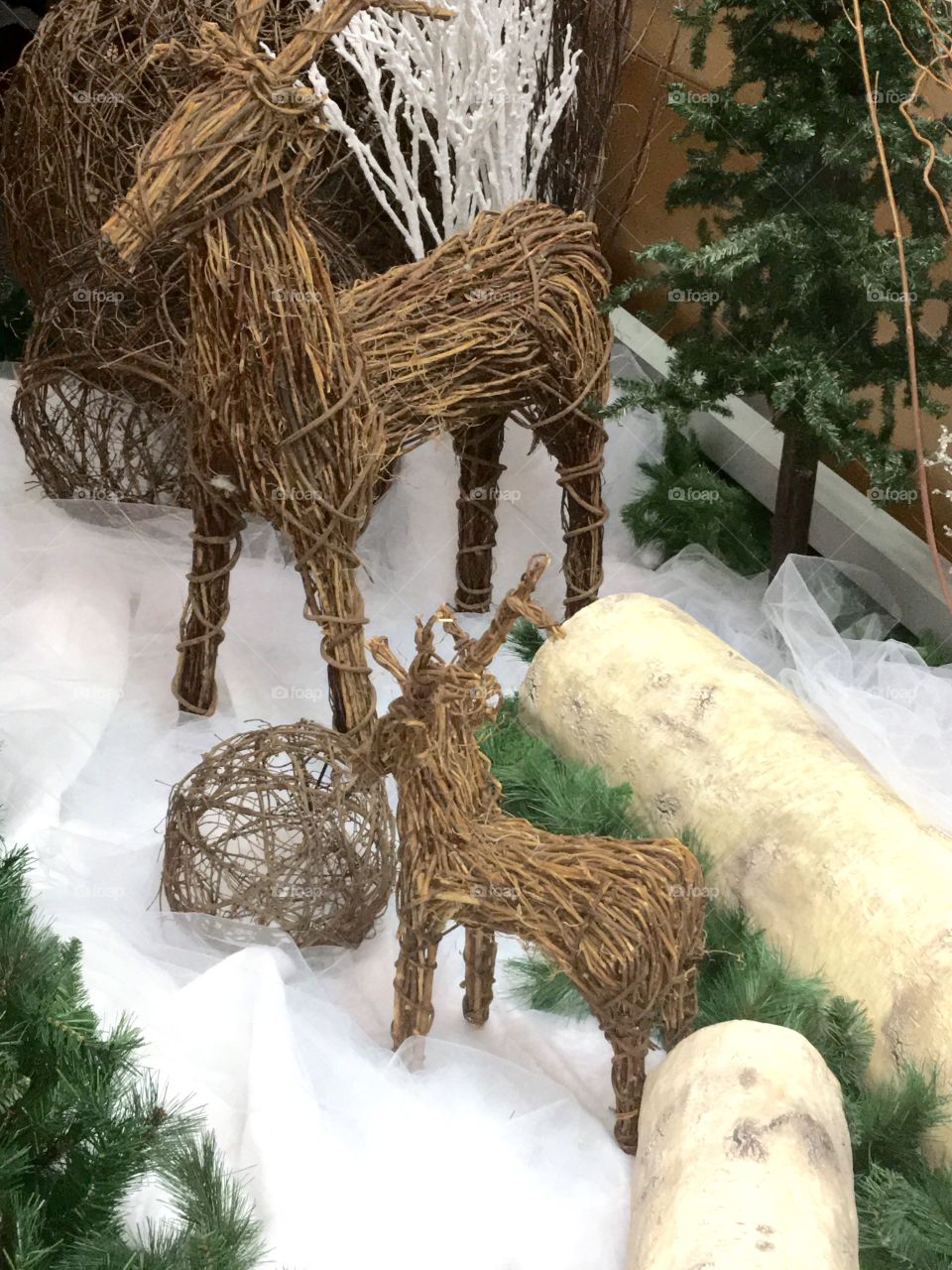 Christmas Holiday Decorations of Deer

A different variation of the wicker deer, birch log, evergreen tree & sparkle white branch! Merry Christmas to all! 🎄