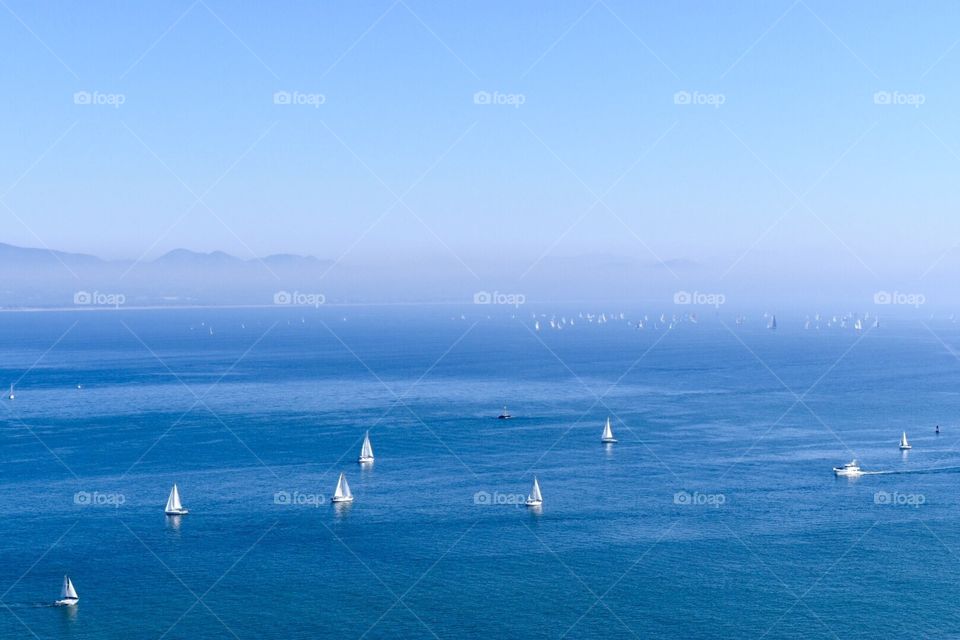Ocean view with sailboats in San Diego, CA