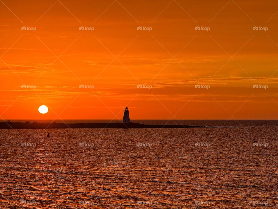 Lighthouse and sunrise in Connecticut 