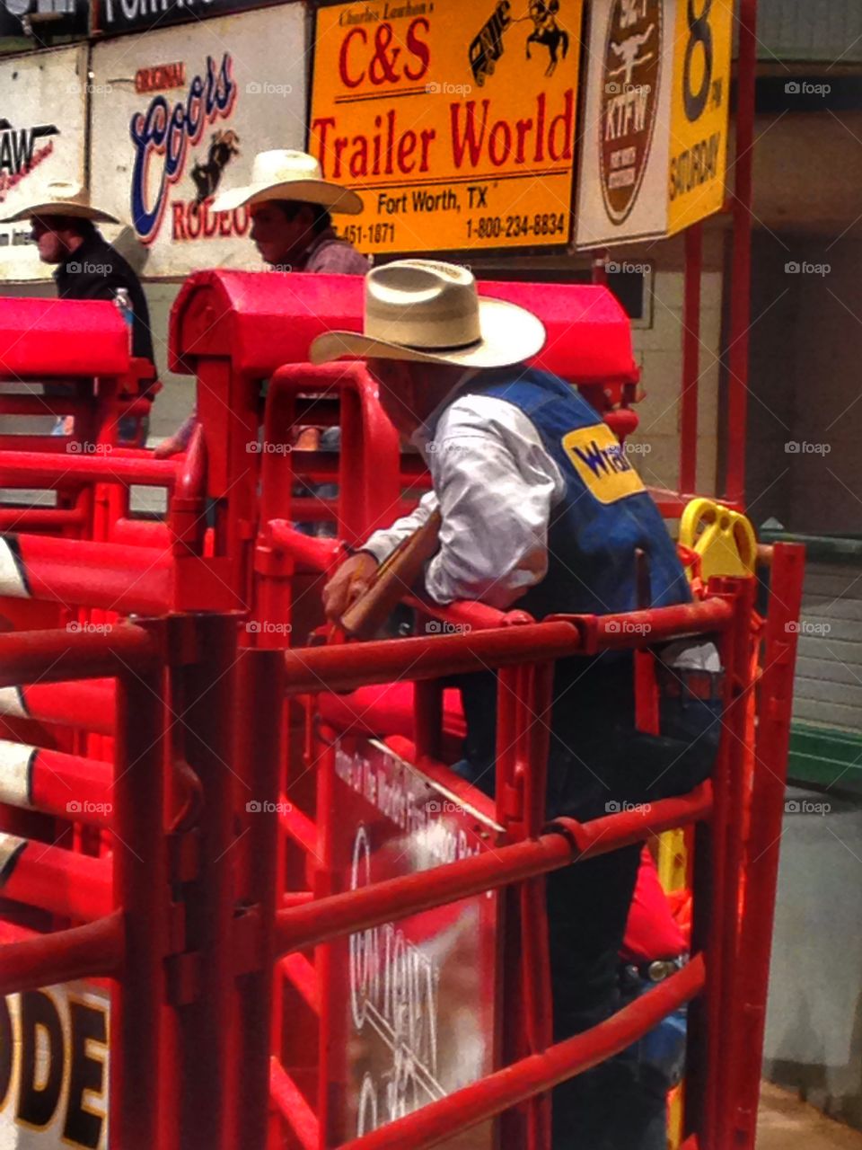 Waiting to ride. Cowboy waiting to ride