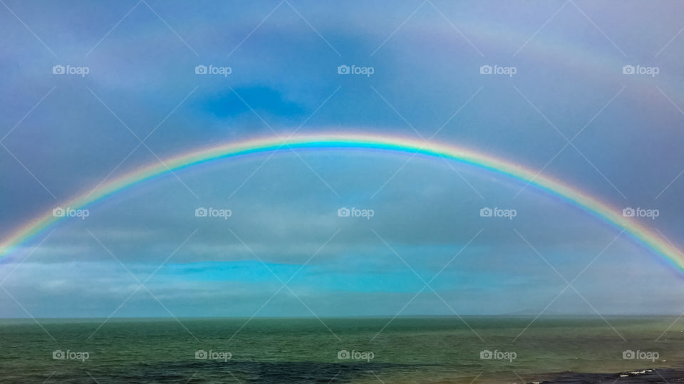 Colourful rainbow over ocean in south Australia 