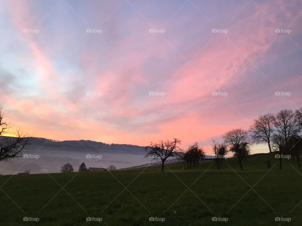 Sunset switzerland sky colors