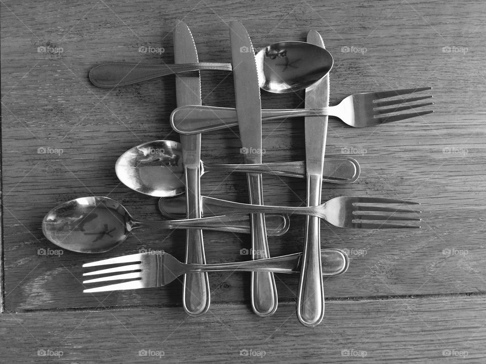 Cutlery arranged in an appealing pattern
