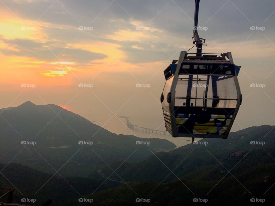 View of Sunset from a cable car.