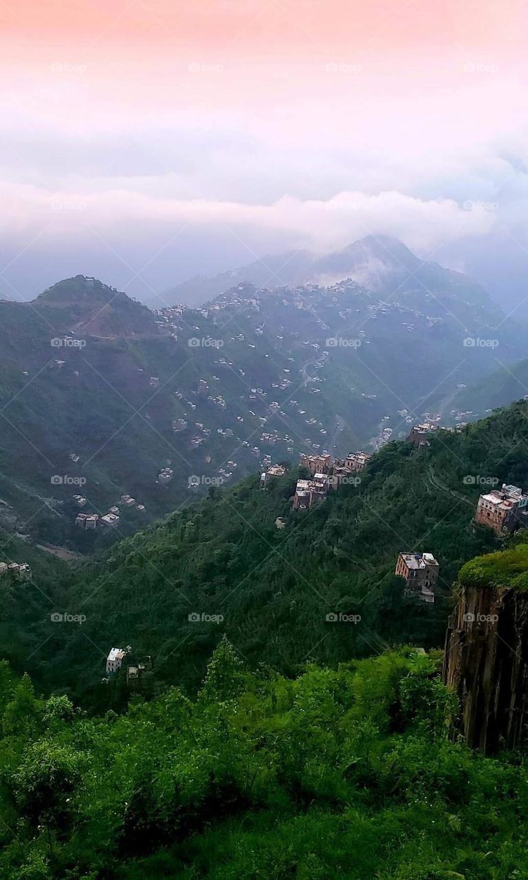 Glory be to God, the magnificent and picturesque view and the natural green trees are a view that is nothing more wonderful than it