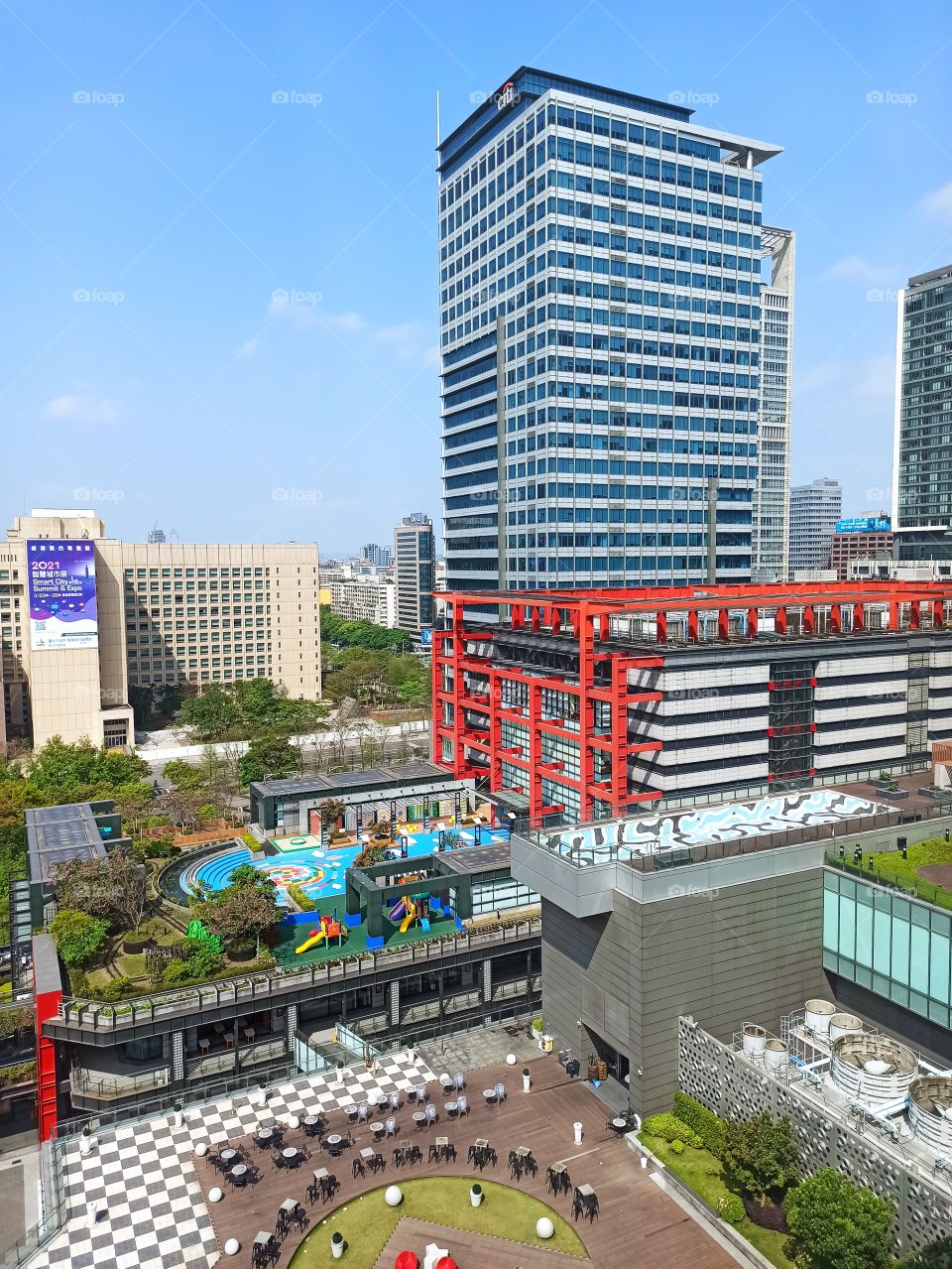 This is a corner of Taipei city viewing from the above.