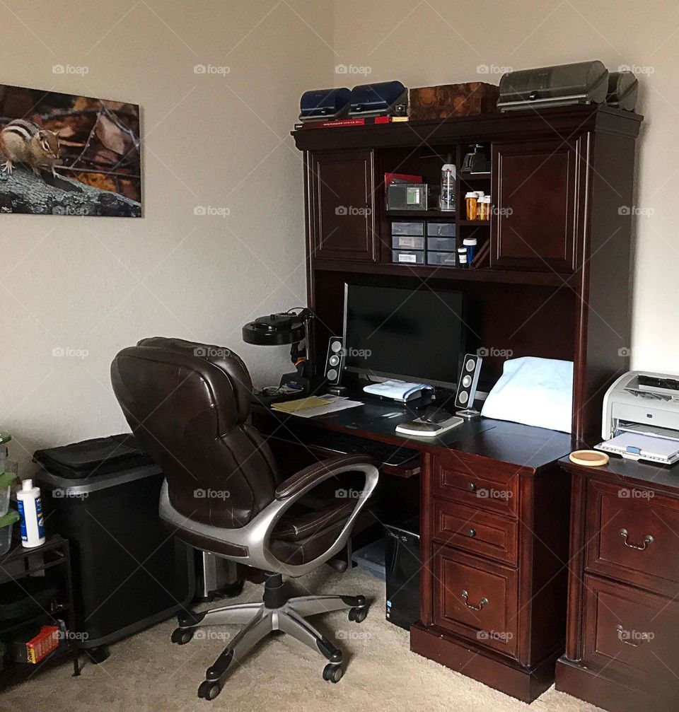 Office gaming room with chair.